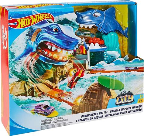 Hot Wheels City Shark Beach Battle Challenge Play Set | Hot wheels, Hot ...