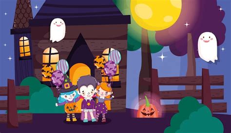 Premium Vector | Kids with halloween costume