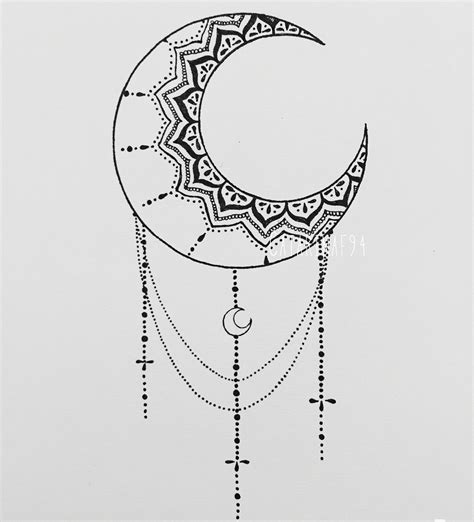 By me! Mandala moon, with pen on paper | Mosaic tattoo, Moon tattoo, Henna designs on paper