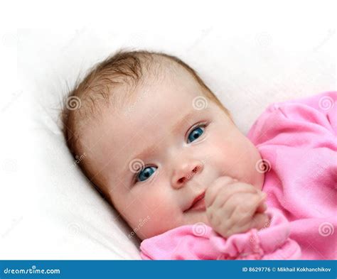 Smiling newborn baby girl stock photo. Image of children - 8629776