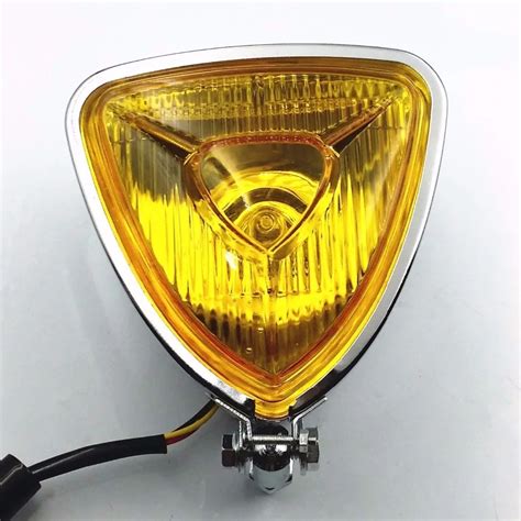 Amber Triangle Motorcycle Accessories Parts Headlight For Harley Honda Choppers Cruiser Cafe ...