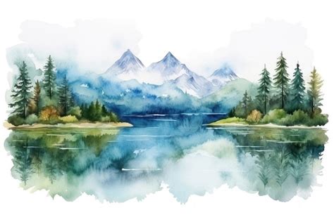 Landscape lake outdoors painting. AI | Free Photo - rawpixel