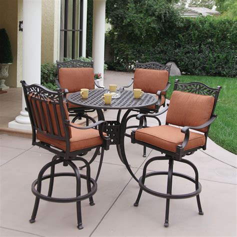 Darlee Charleston Aluminum 5 Piece Round Bar Height Patio Dining Set | from hayneedle.com | Bar ...