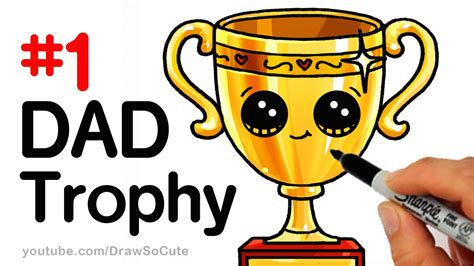 How to Draw a Trophy for DAD for Father's Day step by step Cute - YouTube