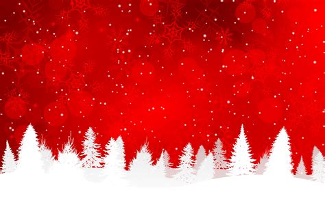 Red Christmas Background with Snowy Hills - Educational Life - www.educational-life.org