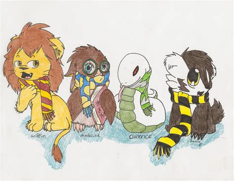 Hogwarts house mascots by Shady-Raichu on DeviantArt