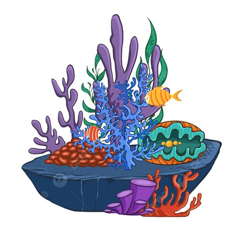 Underwater Coral Reef Clipart PNG Images, Coral Reef Color Ocean ...