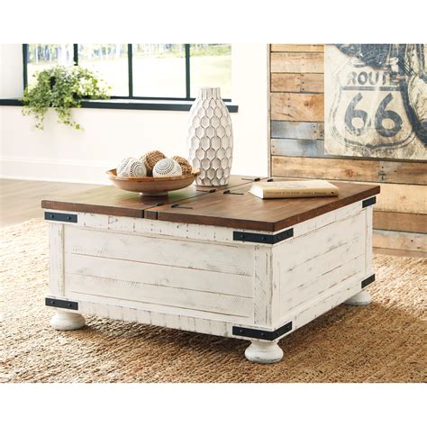 Signature Design by Ashley Wystfield Farmhouse Cocktail Table with Storage | Standard Furniture ...