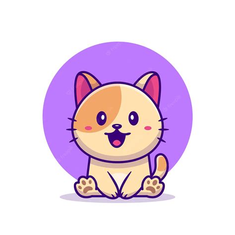 Premium Vector | Cute Cat Sitting Cartoon Vector Illustration. Animal ...