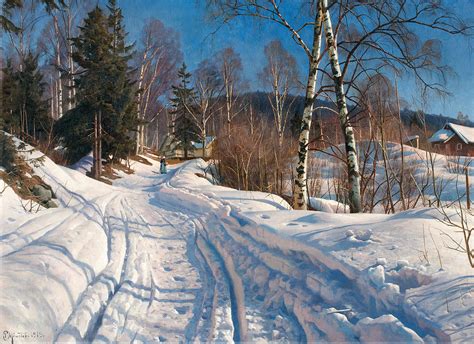 Sunlit Winter Landscape Painting by Peder Mork Monsted - Fine Art America