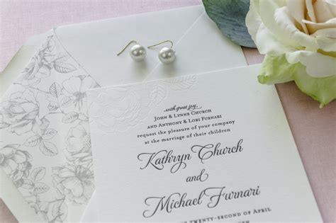 elegant floral letterpress wedding invitations - Miami Florida Wedding