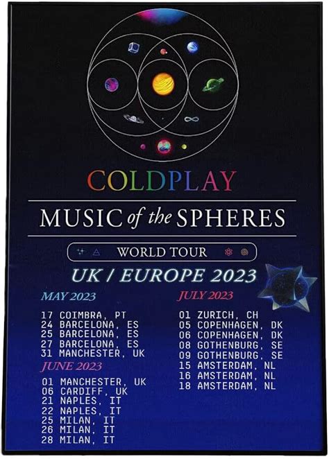 Coldplay Tour 2023 Poster, Coldplay Music Of The Spheres Tour Dates ...