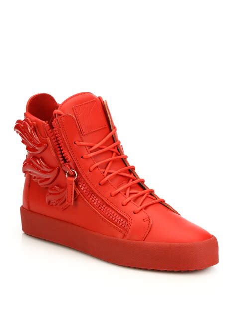Giuseppe zanotti Triple Wing High-top Sneakers in Red for Men | Lyst