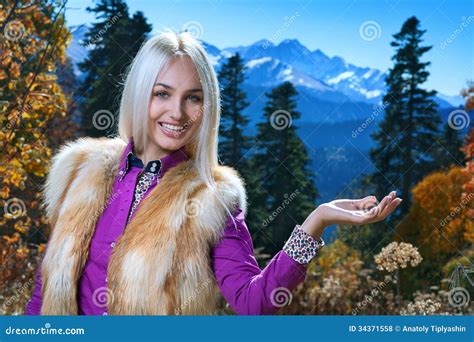 Woman in snow mountain stock photo. Image of happy, outdoor - 34371558