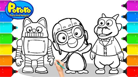 Coloring Pororo the little penguin Rody Gather with Pororo and Tong ...