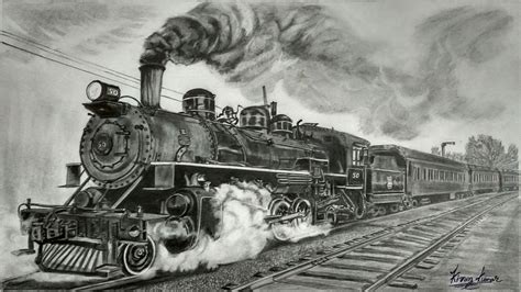 Steam Train Pencil Drawing