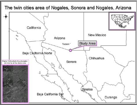 Location map depicting the study area of the twin cities of Nogales ...