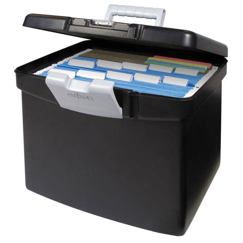 Storex 61504U01C Black Plastic Portable Letter File Storage Box with ...