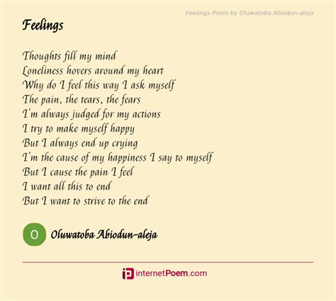 Feelings Poem by Oluwatoba Abiodun-aleja