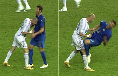 Zinedine Zidane headbutts Marco Materazzi in World Cup Final. - The 50 Most Unsportsmanlike Acts ...