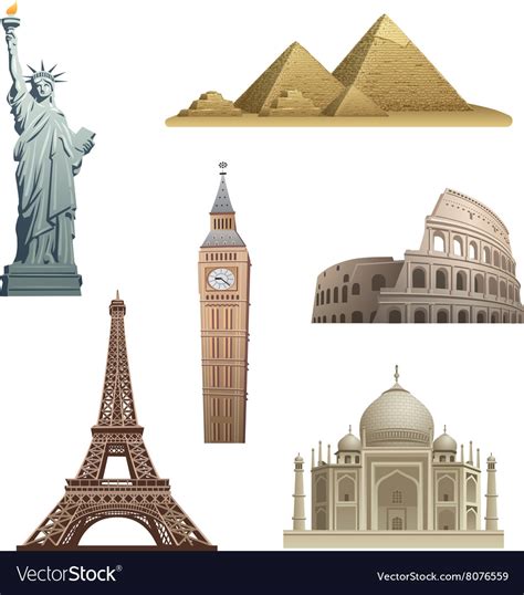 World landmarks Royalty Free Vector Image - VectorStock