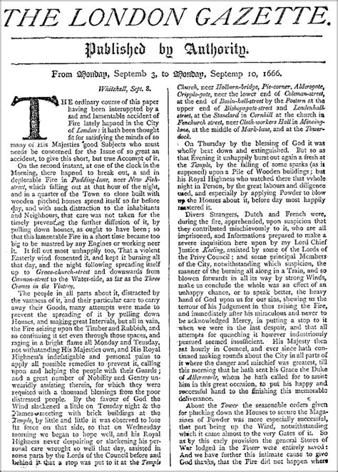 The London Gazette - November 7, 1665 | Important Events on November ...