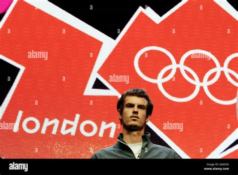 Andy murray unveils new logo 2012 olympics roundhouse hi-res stock ...