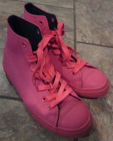 Converse All Star High Top Neon Pink Pebble Leather Sneakers Size Youth 3 #355184C - Heet On ...