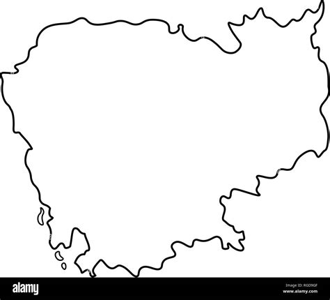 Map of Cambodia - outline. Silhouette of Cambodia map vector ...