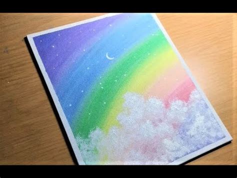 Easy Rainbow Sky and Clouds Acrylic Painting for Beginners | Clouds ...