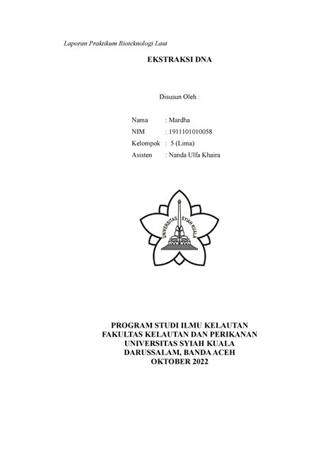 Ekstraksi DNA - how to do DNA extraction - Laporan Praktikum Bioteknologi Laut EKSTRAKSI DNA ...
