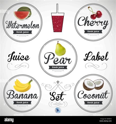 fruit juice. Detailed Vector label set Stock Vector Image & Art - Alamy