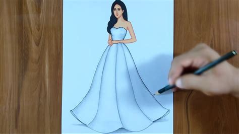 How to draw a girl with beautiful dress step by step - YouTube