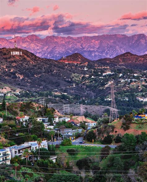 Sunset overlooking the Hollywood sign : r/pics