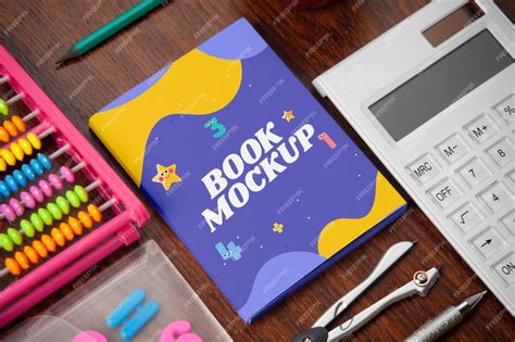 Premium PSD | Math school subject essentials mock-up