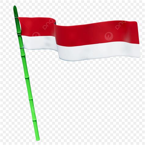 Red Flag 3d Transparent PNG, 3d Red White Flag With Bamboo, 3d, Red White Flag, Bamboo PNG Image ...