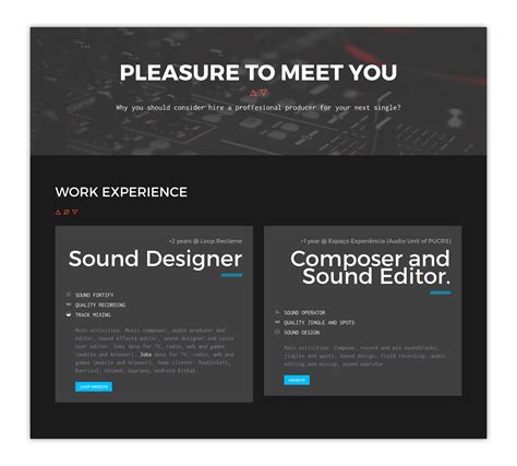 Sound Designer Portfolio Website :: Behance