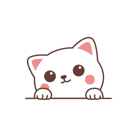 Cute white cat paws up over wall cartoon, vector illustration | Cartoon ...