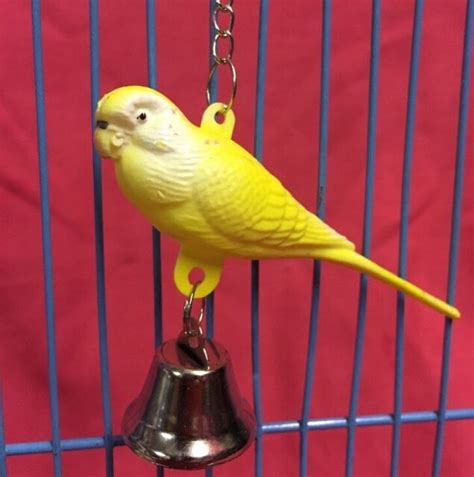 Bird Toy Plastic Budgie 3.5 Inch on Chain Bell Perch Buddy Colourful Interactive for sale online ...