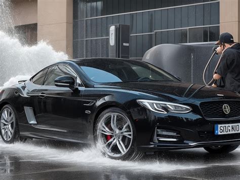 Premium AI Image | Luxury black car washing