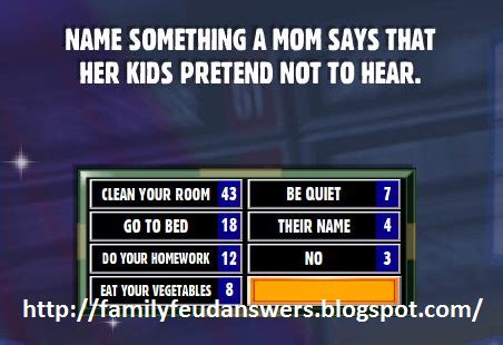 Family Feud question Family Feud Game Questions, Family Feud Answers, Family Reunion Games ...