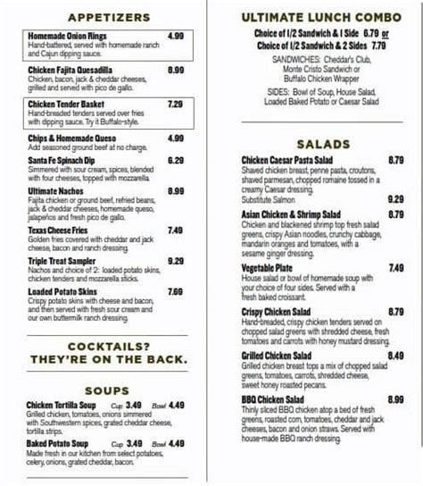 Cheddars Menu And Prices