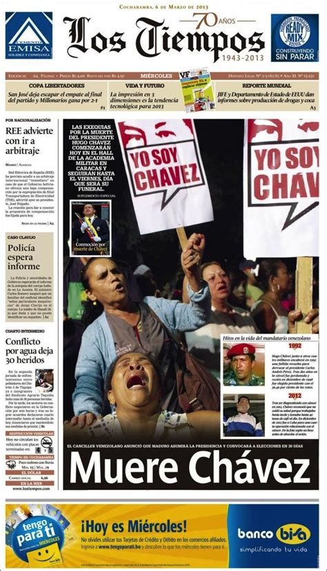 Le prime pagine internazionali su Hugo Chávez - Il Post