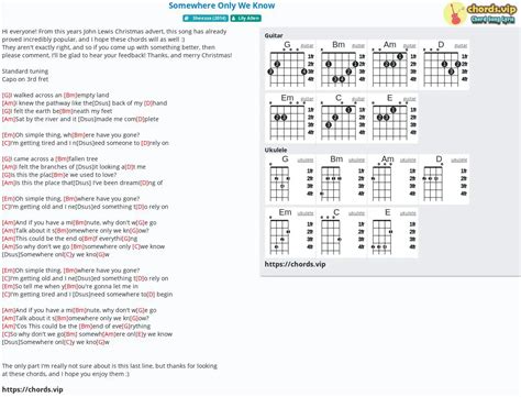 Chord: Somewhere Only We Know - tab, song lyric, sheet, guitar, ukulele ...