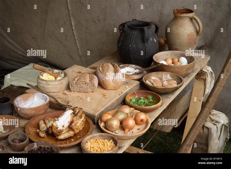 Part of a medieval feast table Stock Photo - Alamy