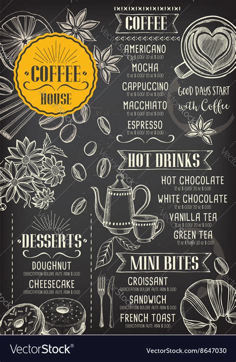 Coffee restaurant cafe menu template design Vector Image