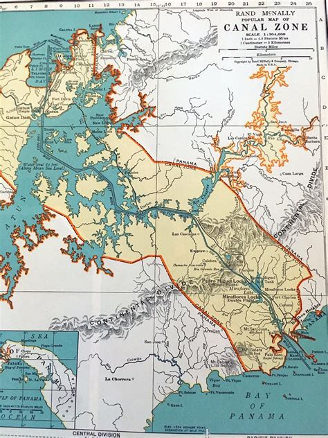 Antique Map Canal Zone/ Panama Canal. Vintage Maps. 1937 | Etsy