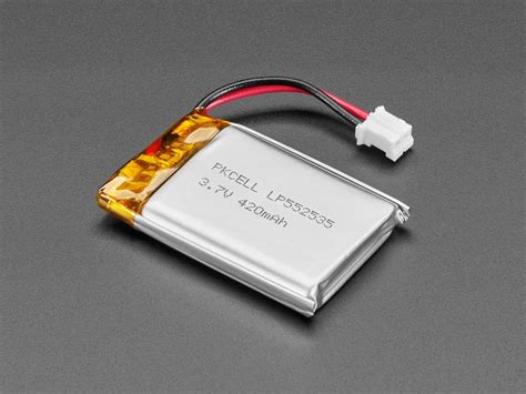 Lithium Ion Polymer Battery with Short Cable - 3.7V 420mAh : ID 4236 ...