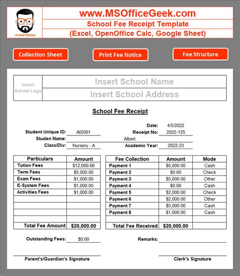 Fully Automated School Fee Collection System Template - MSOfficeGeek