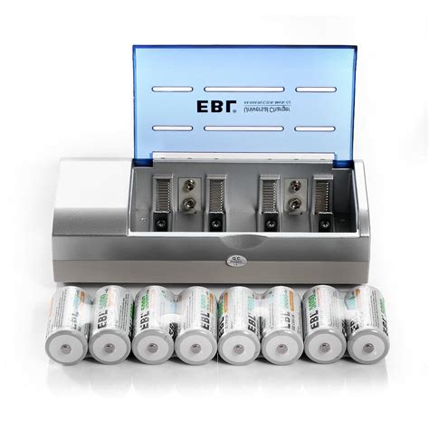 EBL Size C Rechargeable Batteries (8 Pack) 5000mAh + Battery Charger for C D 9V AA AAA Batteries ...